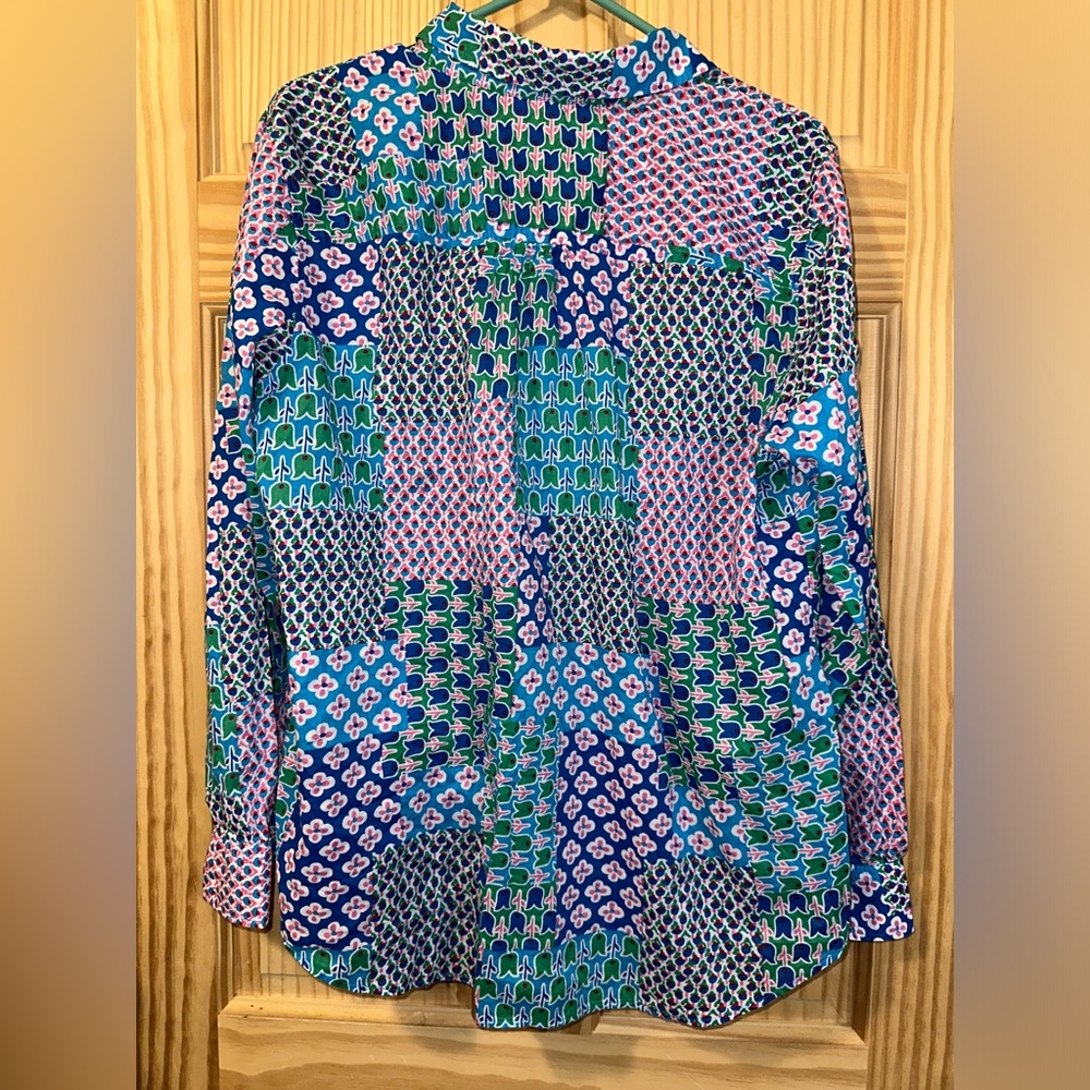 Talbots Patchwork Floral Button Down Size Large - image 4